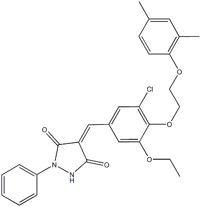 4-{3-chloro-4-[2-(2,4-dimethylphenoxy)ethoxy]-5-ethoxybenzylidene}-1-phenyl-3,5-pyrazolidinedione 结构式