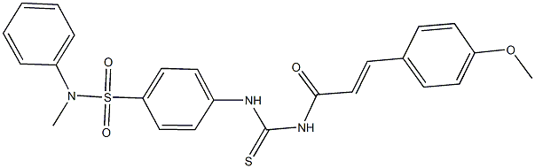 4-[({[3-(4-methoxyphenyl)acryloyl]amino}carbothioyl)amino]-N-methyl-N-phenylbenzenesulfonamide 结构式