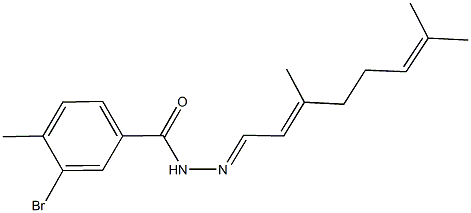 3-bromo-N'-(3,7-dimethyl-2,6-octadienylidene)-4-methylbenzohydrazide 结构式