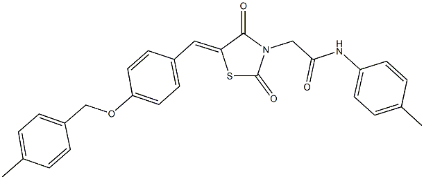 2-(5-{4-[(4-methylbenzyl)oxy]benzylidene}-2,4-dioxo-1,3-thiazolidin-3-yl)-N-(4-methylphenyl)acetamide 结构式