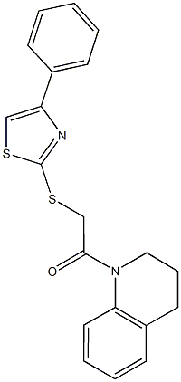 2-(3,4-dihydro-1(2H)-quinolinyl)-2-oxoethyl 4-phenyl-1,3-thiazol-2-yl sulfide 结构式