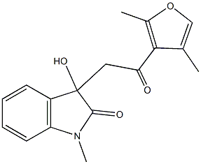 3-[2-(2,4-dimethyl-3-furyl)-2-oxoethyl]-3-hydroxy-1-methyl-1,3-dihydro-2H-indol-2-one 结构式