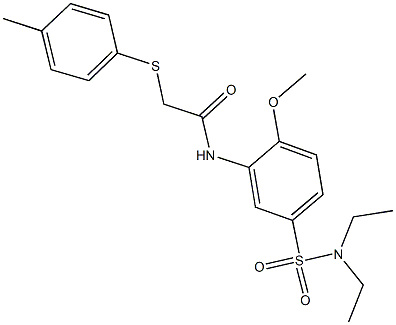 N-{5-[(diethylamino)sulfonyl]-2-methoxyphenyl}-2-[(4-methylphenyl)sulfanyl]acetamide 结构式