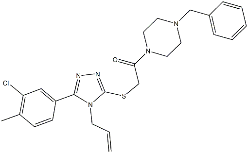 4-allyl-5-(3-chloro-4-methylphenyl)-4H-1,2,4-triazol-3-yl 2-(4-benzyl-1-piperazinyl)-2-oxoethyl sulfide 结构式