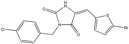 5-[(5-bromo-2-thienyl)methylene]-3-(4-chlorobenzyl)-2,4-imidazolidinedione 结构式