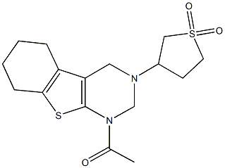 1-acetyl-3-(1,1-dioxidotetrahydro-3-thienyl)-1,2,3,4,5,6,7,8-octahydro[1]benzothieno[2,3-d]pyrimidine 结构式