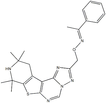 1-phenylethanone O-[(8,8,10,10-tetramethyl-8,9,10,11-tetrahydropyrido[4',3':4,5]thieno[3,2-e][1,2,4]triazolo[1,5-c]pyrimidin-2-yl)methyl]oxime 结构式