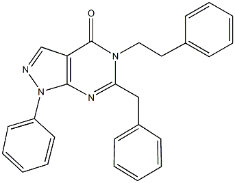 6-benzyl-1-phenyl-5-(2-phenylethyl)-1,5-dihydro-4H-pyrazolo[3,4-d]pyrimidin-4-one 结构式