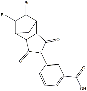 3-(8,9-dibromo-3,5-dioxo-4-azatricyclo[5.2.1.0~2,6~]dec-4-yl)benzoic acid 结构式