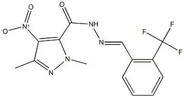 4-nitro-1,3-dimethyl-N'-[2-(trifluoromethyl)benzylidene]-1H-pyrazole-5-carbohydrazide 结构式