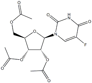 4-(acetyloxy)-2-[(acetyloxy)methyl]-5-(5-fluoro-2,4-dioxo-3,4-dihydro-1(2H)-pyrimidinyl)tetrahydro-3-furanyl acetate 结构式