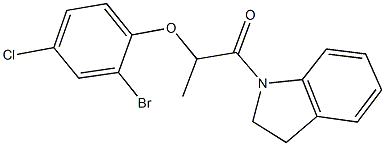 2-bromo-4-chlorophenyl 2-(2,3-dihydro-1H-indol-1-yl)-1-methyl-2-oxoethyl ether 结构式