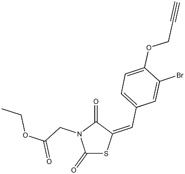 ethyl {5-[3-bromo-4-(2-propynyloxy)benzylidene]-2,4-dioxo-1,3-thiazolidin-3-yl}acetate 结构式