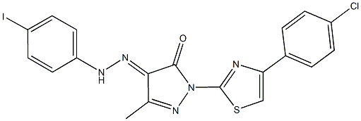 1-[4-(4-chlorophenyl)-1,3-thiazol-2-yl]-3-methyl-1H-pyrazole-4,5-dione 4-[(4-iodophenyl)hydrazone] 结构式