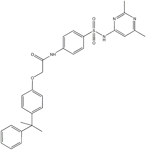 N-(4-{[(2,6-dimethyl-4-pyrimidinyl)amino]sulfonyl}phenyl)-2-[4-(1-methyl-1-phenylethyl)phenoxy]acetamide 结构式