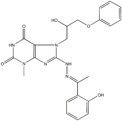 7-(2-hydroxy-3-phenoxypropyl)-8-{2-[1-(2-hydroxyphenyl)ethylidene]hydrazino}-3-methyl-3,7-dihydro-1H-purine-2,6-dione 结构式