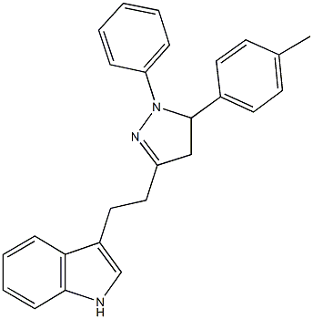 3-{2-[5-(4-methylphenyl)-1-phenyl-4,5-dihydro-1H-pyrazol-3-yl]ethyl}-1H-indole 结构式