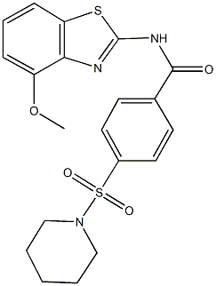 N-(4-methoxy-1,3-benzothiazol-2-yl)-4-(1-piperidinylsulfonyl)benzamide 结构式