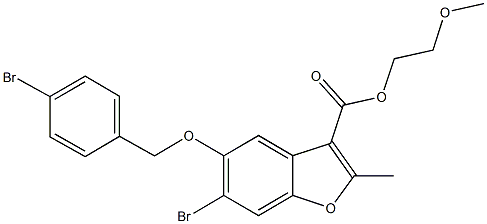 2-methoxyethyl 6-bromo-5-[(4-bromobenzyl)oxy]-2-methyl-1-benzofuran-3-carboxylate 结构式