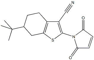 苯并噻吩-3-甲腈,4,5,6,7-四氢-6-(1,1-二甲基乙基)-2-(2,5-二氧代-3-吡咯啉-1-基)- 结构式