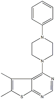 5,6-dimethyl-4-(4-phenyl-1-piperazinyl)thieno[2,3-d]pyrimidine 结构式