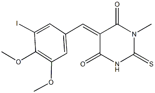 5-(3-iodo-4,5-dimethoxybenzylidene)-1-methyl-2-thioxodihydro-4,6(1H,5H)-pyrimidinedione 结构式