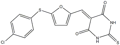 5-({5-[(4-chlorophenyl)sulfanyl]-2-furyl}methylene)-2-thioxodihydro-4,6(1H,5H)-pyrimidinedione 结构式