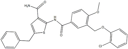 5-benzyl-2-({3-[(2-chlorophenoxy)methyl]-4-methoxybenzoyl}amino)-3-thiophenecarboxamide 结构式