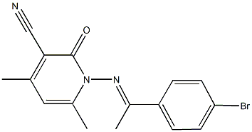 1-{[1-(4-bromophenyl)ethylidene]amino}-4,6-dimethyl-2-oxo-1,2-dihydropyridine-3-carbonitrile 结构式