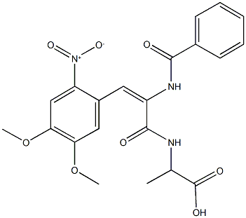 N-(2-(benzoylamino)-3-{2-nitro-4,5-dimethoxyphenyl}acryloyl)alanine 结构式