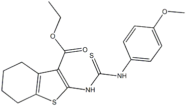 ethyl 2-{[(4-methoxyanilino)carbothioyl]amino}-4,5,6,7-tetrahydro-1-benzothiophene-3-carboxylate 结构式