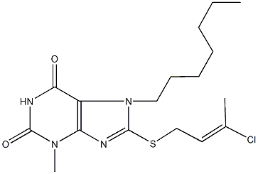 8-[(3-chloro-2-butenyl)sulfanyl]-7-heptyl-3-methyl-3,7-dihydro-1H-purine-2,6-dione 结构式