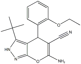 6-amino-3-(tert-butyl)-4-(2-ethoxyphenyl)-1,4-dihydropyrano[2,3-c]pyrazole-5-carbonitrile 结构式