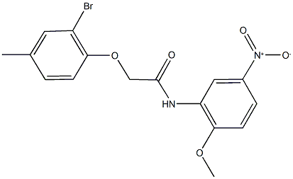 2-(2-bromo-4-methylphenoxy)-N-{5-nitro-2-methoxyphenyl}acetamide 结构式