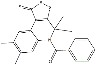 5-benzoyl-4,4,7,8-tetramethyl-4,5-dihydro-1H-[1,2]dithiolo[3,4-c]quinoline-1-thione 结构式