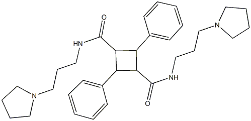 2,4-diphenyl-N~1~,N~3~-bis[3-(1-pyrrolidinyl)propyl]-1,3-cyclobutanedicarboxamide 结构式