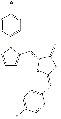 5-{[1-(4-bromophenyl)-1H-pyrrol-2-yl]methylene}-2-[(4-fluorophenyl)imino]-1,3-thiazolidin-4-one 结构式