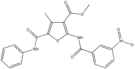 methyl 5-(anilinocarbonyl)-2-({3-nitrobenzoyl}amino)-4-methylthiophene-3-carboxylate 结构式