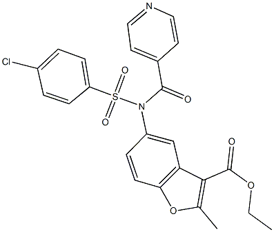 ethyl 5-[[(4-chlorophenyl)sulfonyl](isonicotinoyl)amino]-2-methyl-1-benzofuran-3-carboxylate 结构式