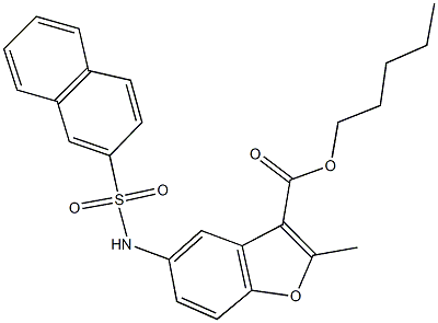 pentyl 2-methyl-5-[(2-naphthylsulfonyl)amino]-1-benzofuran-3-carboxylate 结构式