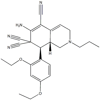 6-amino-8-(2,4-diethoxyphenyl)-2-propyl-2,3,8,8a-tetrahydro-5,7,7(1H)-isoquinolinetricarbonitrile 结构式