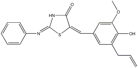 5-(3-allyl-4-hydroxy-5-methoxybenzylidene)-2-(phenylimino)-1,3-thiazolidin-4-one 结构式