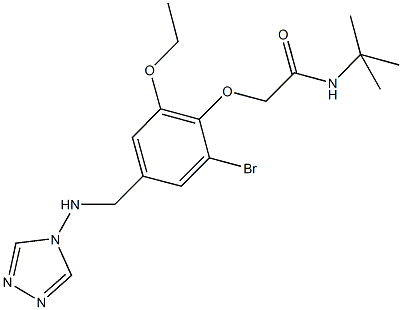 2-{2-bromo-6-ethoxy-4-[(4H-1,2,4-triazol-4-ylamino)methyl]phenoxy}-N-(tert-butyl)acetamide 结构式