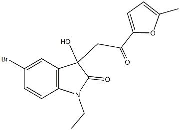 5-bromo-1-ethyl-3-hydroxy-3-[2-(5-methyl-2-furyl)-2-oxoethyl]-1,3-dihydro-2H-indol-2-one 结构式