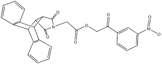 2-{3-nitrophenyl}-2-oxoethyl (16,18-dioxo-17-azapentacyclo[6.6.5.0~2,7~.0~9,14~.0~15,19~]nonadeca-2,4,6,9,11,13-hexaen-17-yl)acetate 结构式