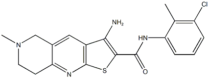 3-amino-N-(3-chloro-2-methylphenyl)-6-methyl-5,6,7,8-tetrahydrothieno[2,3-b][1,6]naphthyridine-2-carboxamide 结构式