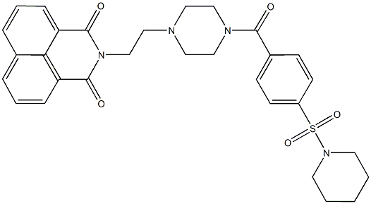 2-(2-{4-[4-(1-piperidinylsulfonyl)benzoyl]-1-piperazinyl}ethyl)-1H-benzo[de]isoquinoline-1,3(2H)-dione 结构式