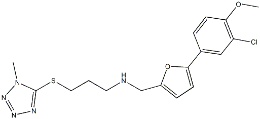 N-{[5-(3-chloro-4-methoxyphenyl)-2-furyl]methyl}-N-{3-[(1-methyl-1H-tetraazol-5-yl)sulfanyl]propyl}amine 结构式