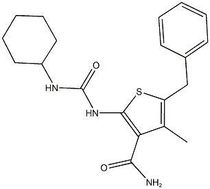 5-benzyl-2-{[(cyclohexylamino)carbonyl]amino}-4-methyl-3-thiophenecarboxamide 结构式
