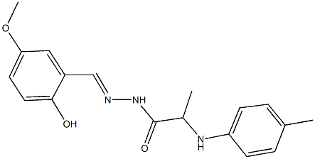 N'-(2-hydroxy-5-methoxybenzylidene)-2-(4-toluidino)propanohydrazide 结构式